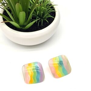Vintage Retro Lucite Pastel Pierced Earrings Great For Easter!